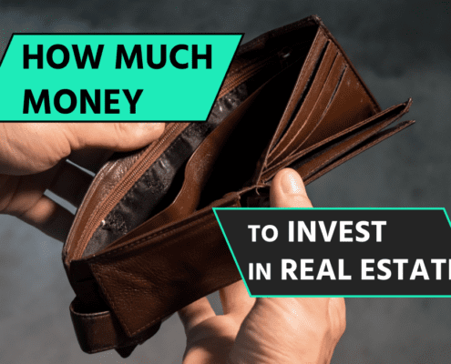 Text: "How Much Money to Invest in Real Estate"