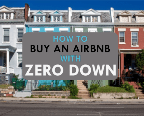 Text: "How to Buy an Airbnb with Zero Down"